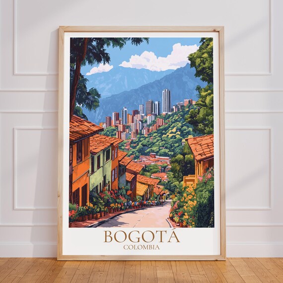Bogot Travel Poster Colombia Wall Art Print South America Vintage Gift Andes