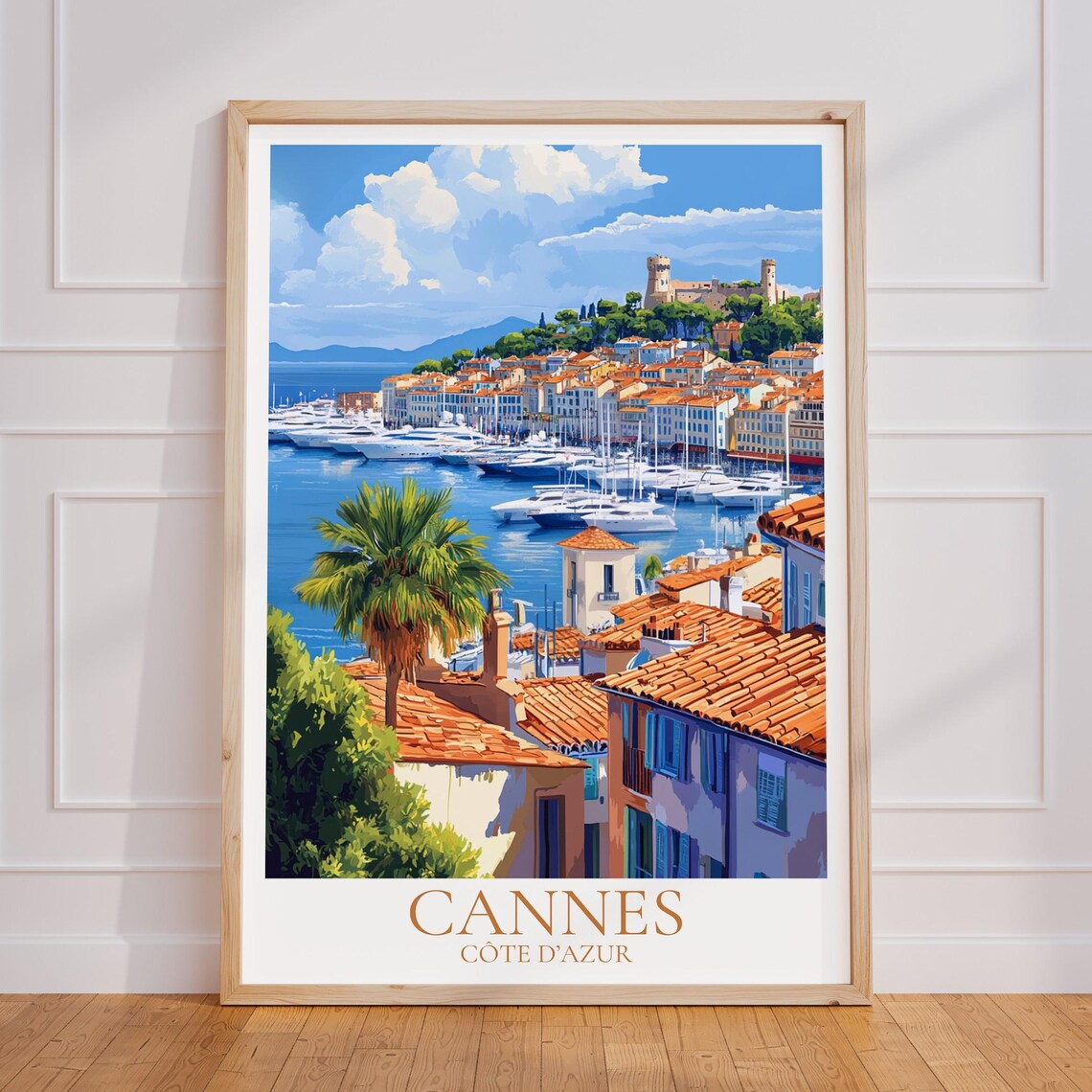 Cannes Côte d’Azur French Riviera Harbor Vintage Travel Poster