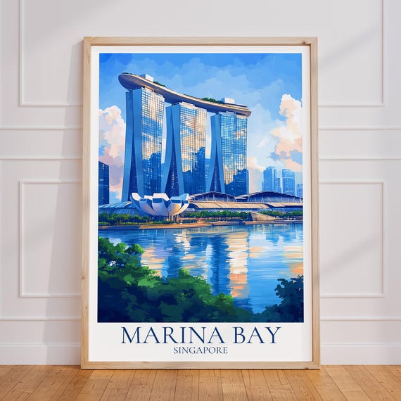Marina Bay Singapore Vintage Travel Poster Art Print