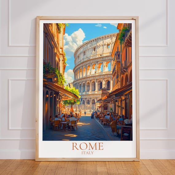Rome Vintage Travel Poster, Colosseo Art Print
