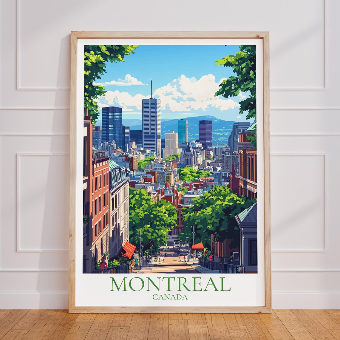 Montreal Canada Downtown Skyline Historic Street Travel Poster