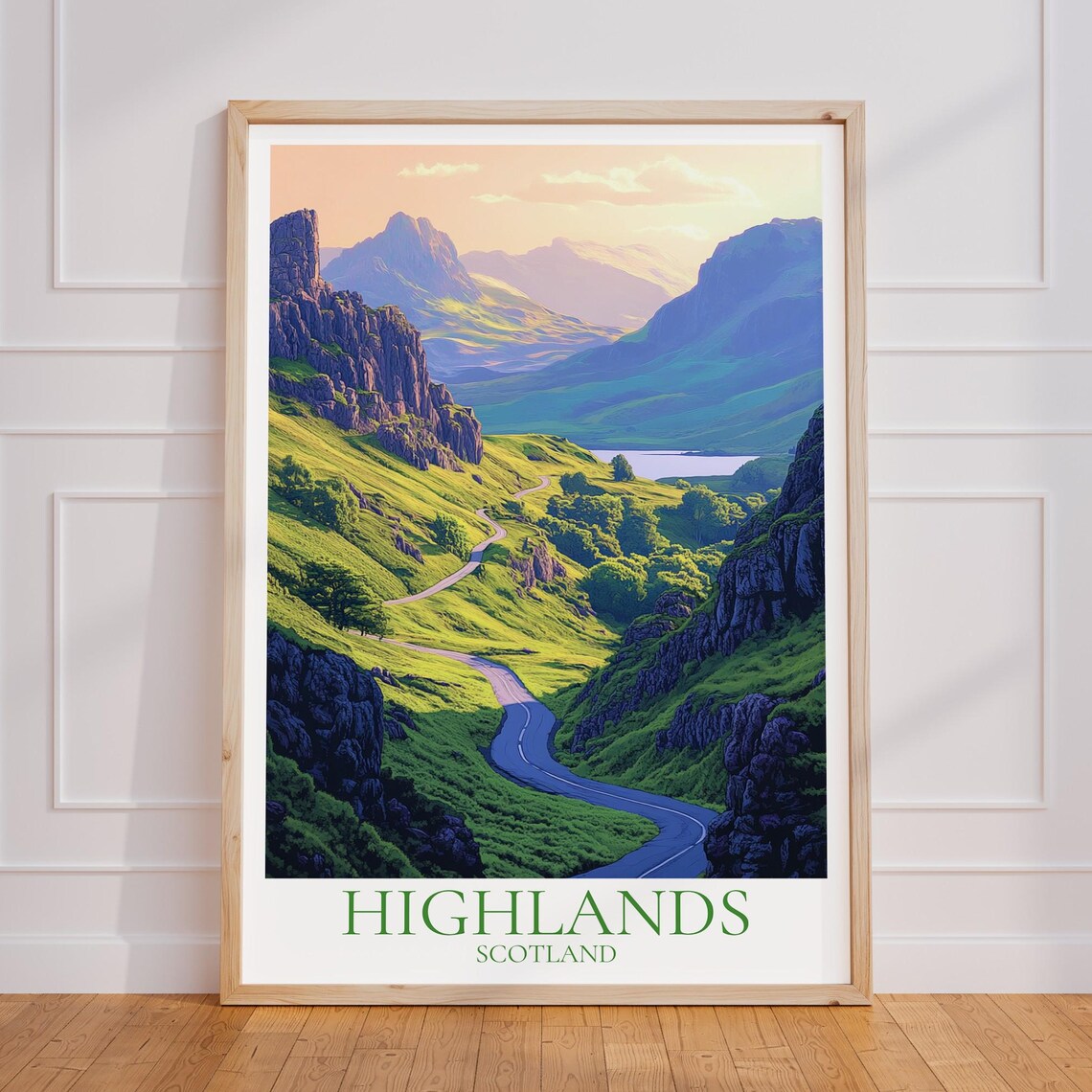 Highlands Travel Poster Scotland Vintage Art Print