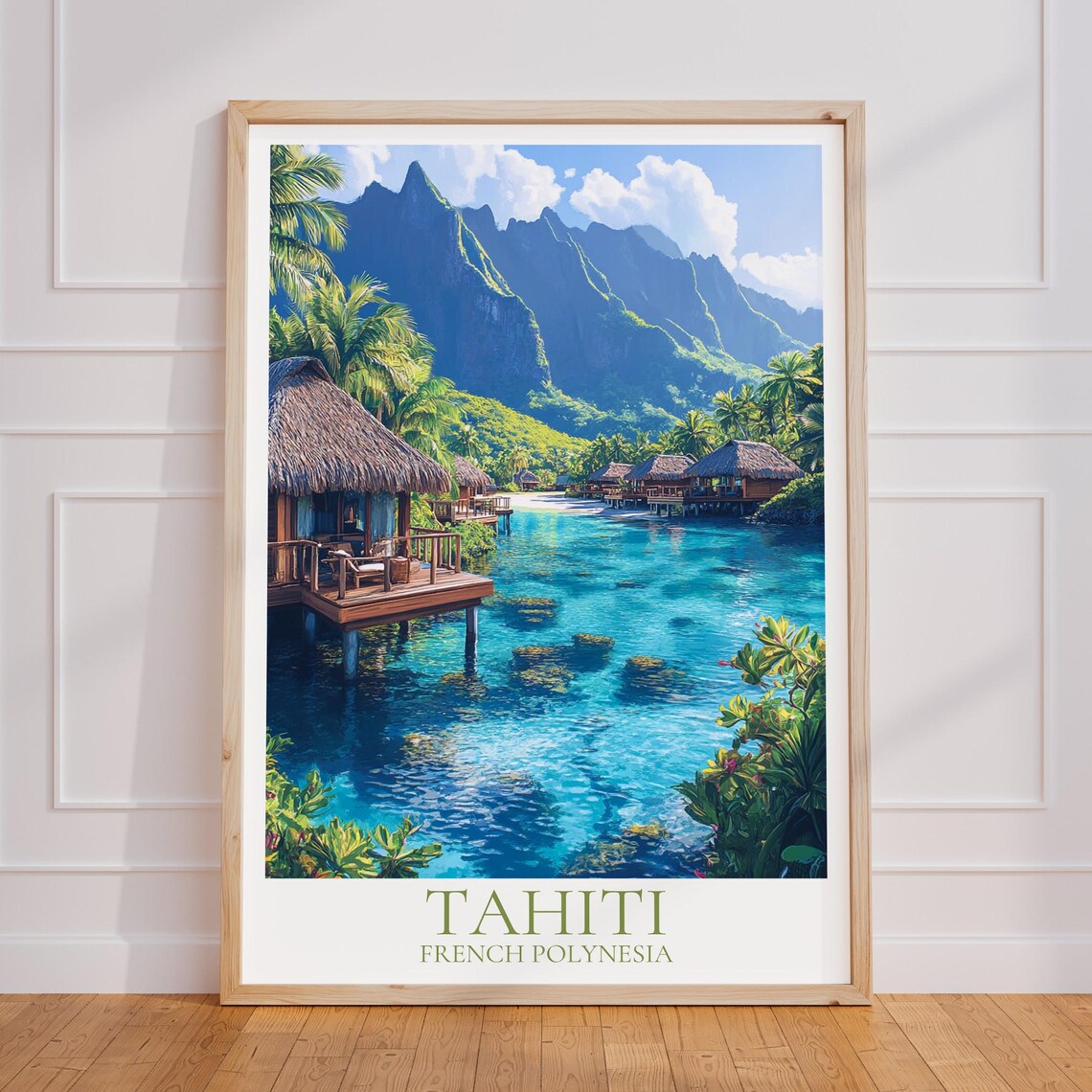 Tahiti South Seas Tropical Island Paradise Vintage Travel Poster
