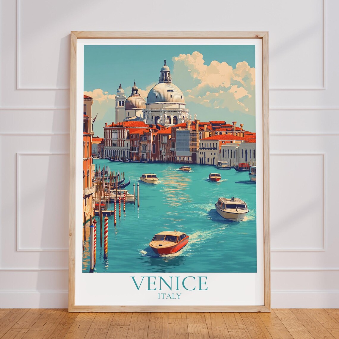 Venice Santa Maria della Salute Basilica Lagoon Travel Poster