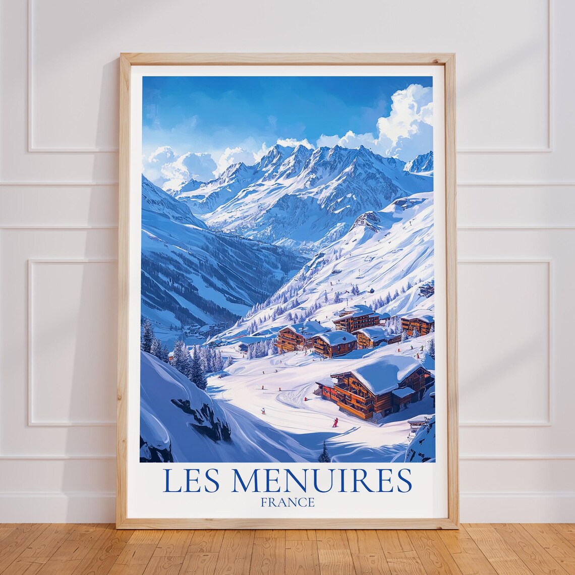 Les Menuires France Alpine Ski Valley Snowy Peaks Travel Poster