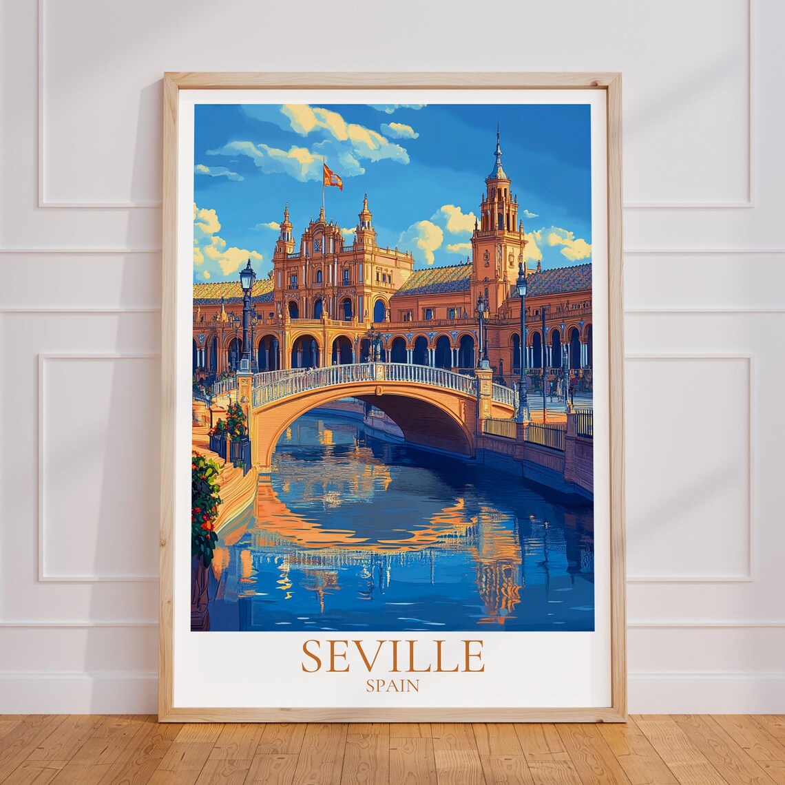 Seville Plaza de Espana Canal Bridge Andalusia Spain Travel Poster