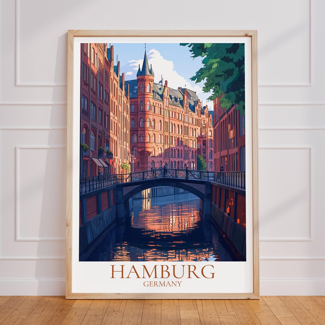 Hamburg Germany Speicherstadt Brick Canal Bridge District Poster
