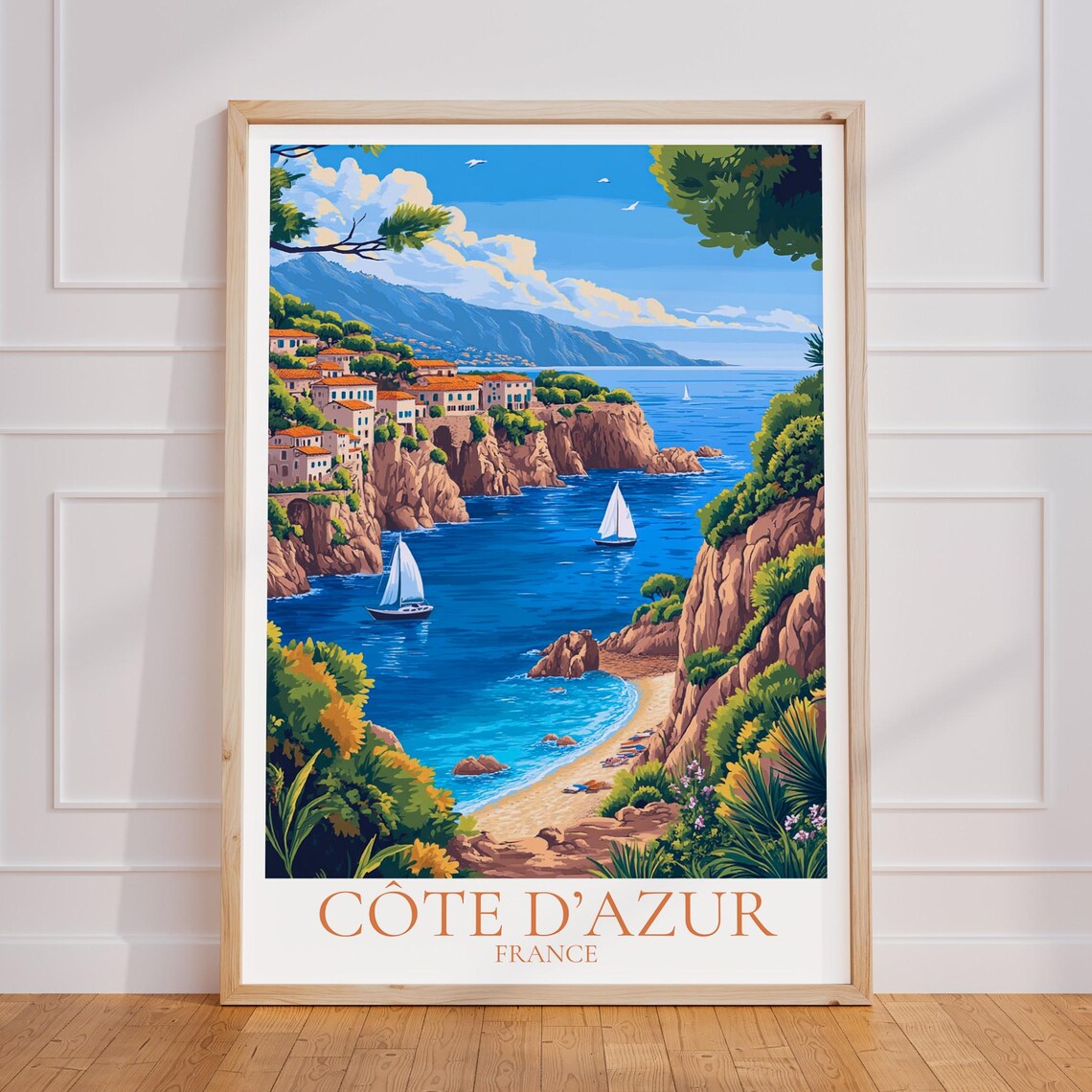 Côte d'Azur France Sailboat Cove French Riviera Travel Poster