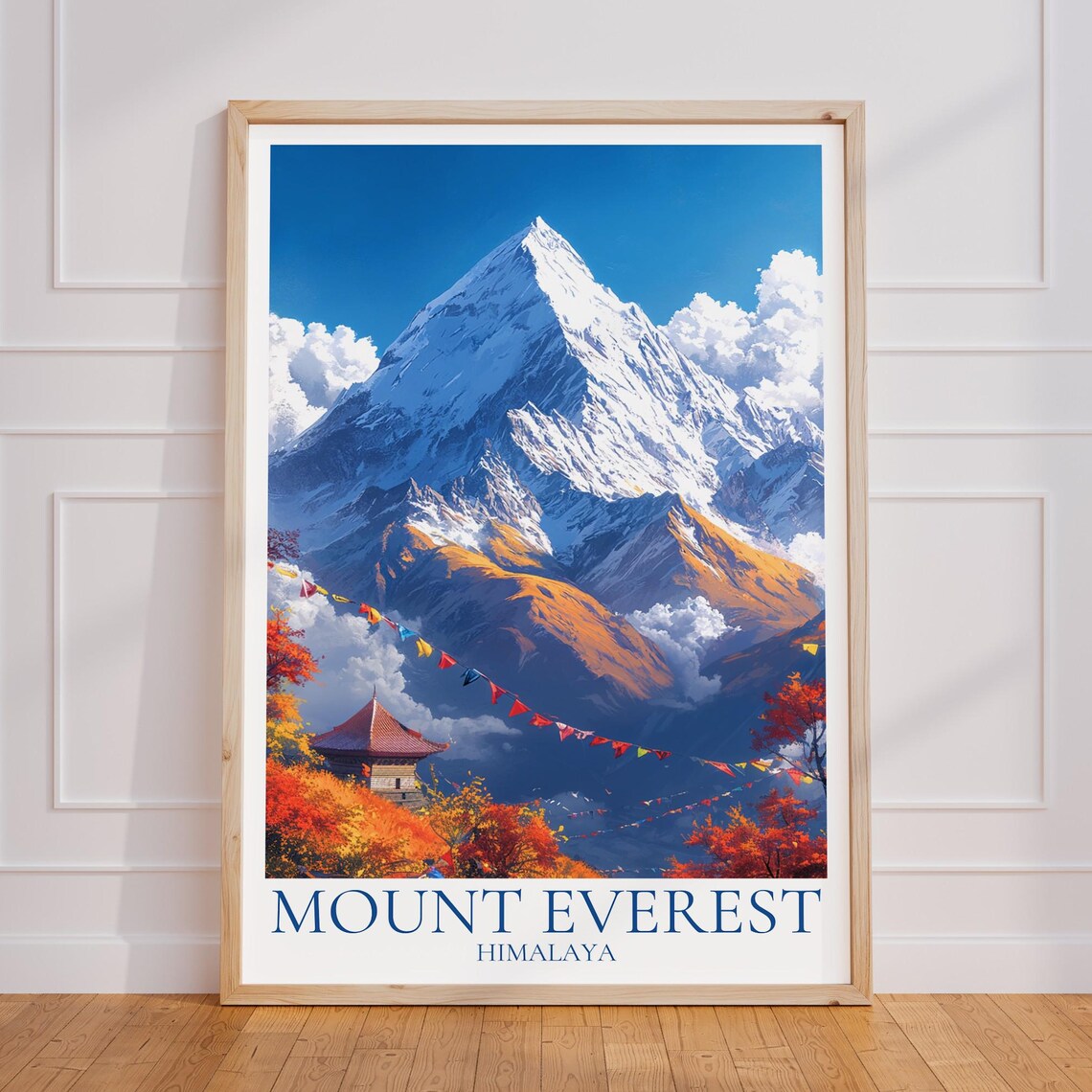 Mount Everest Vintage Travel Poster, Himalaya Print