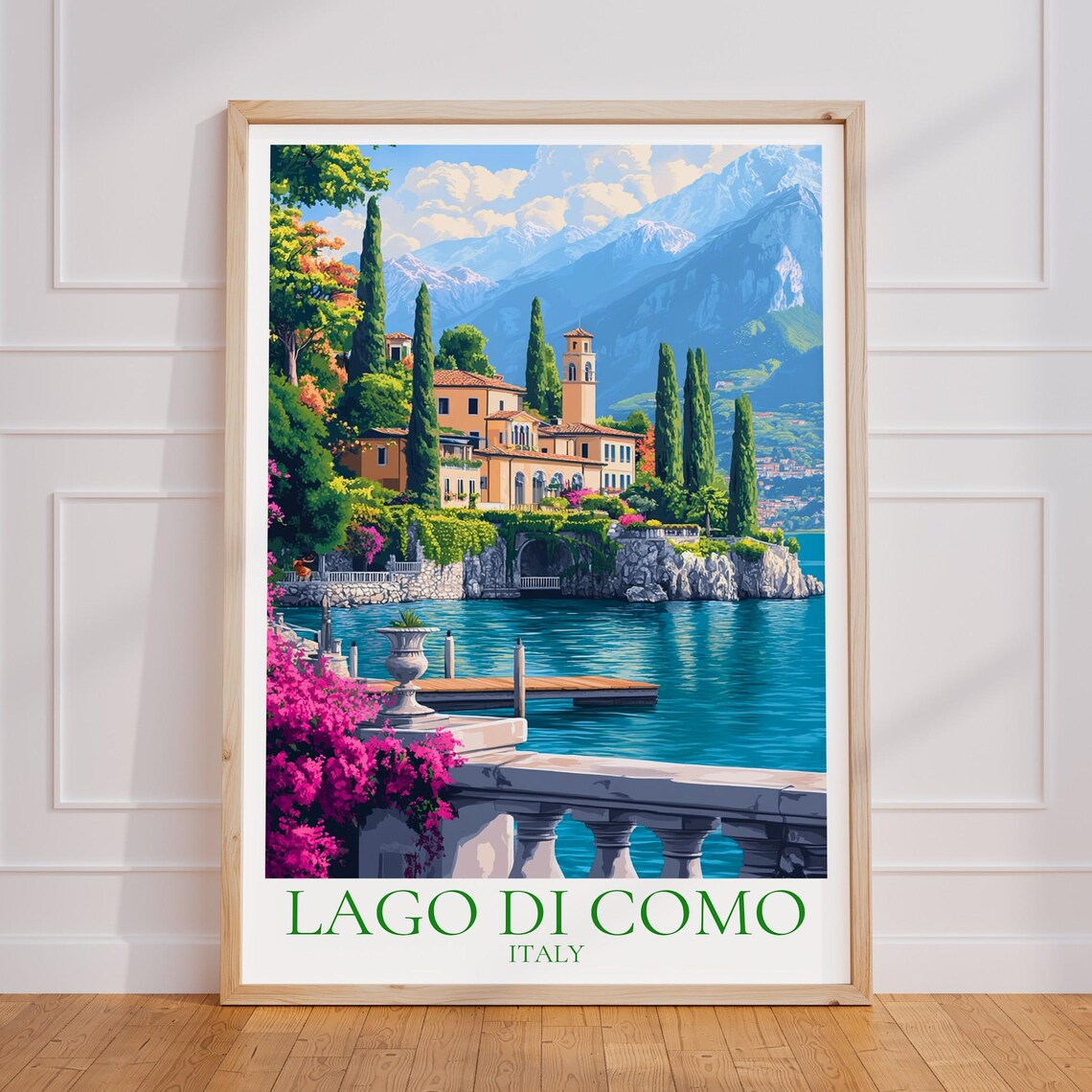 Lago Di Como Vintage Travel Poster, Italy Art Print