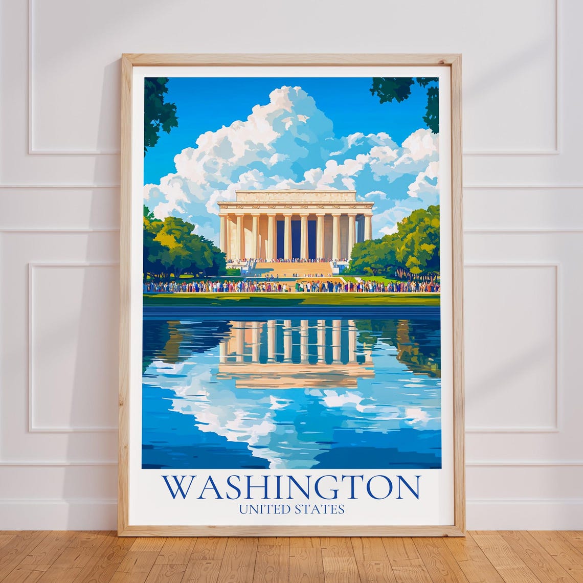 Washington DC Lincoln Memorial Mirror Reflection Crowd Poster