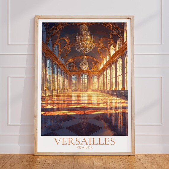 Versailles Vintage Travel Poster, Hall of Mirrors