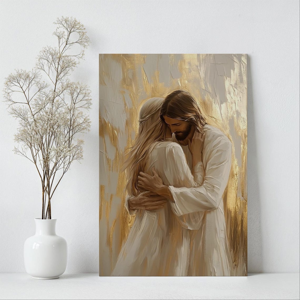 Healing Embrace Jesus Hugging Girl Jesus And Woman Art Modern Christian Art Bible Verse Wall Art Religious Art Print Jesus Painting - Image 6