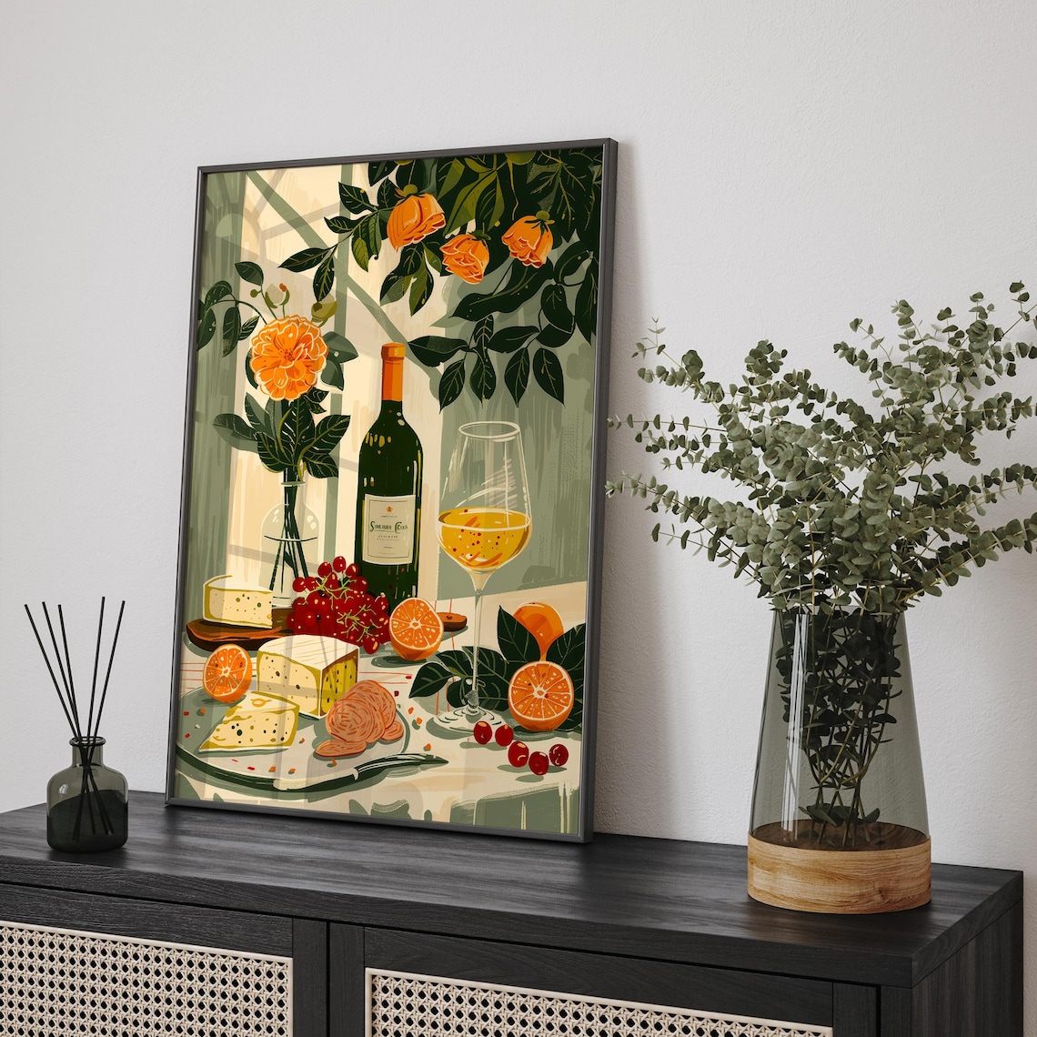 Retro Dinner Table Mediterranean Food Art Print - Image 3