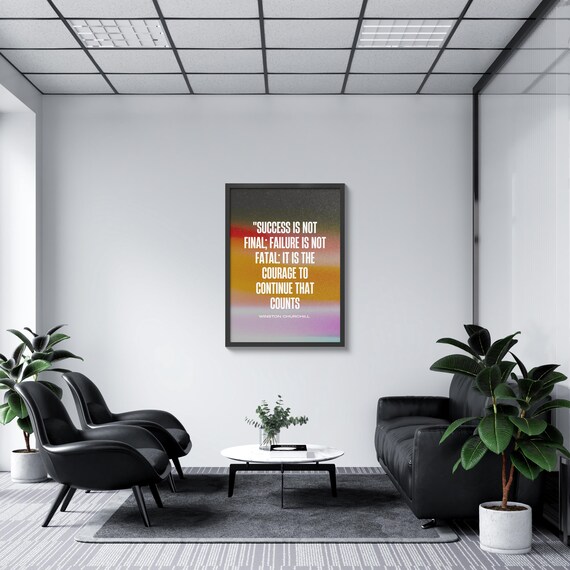 Winston Churchill Success Is Not Final Poster Sunset Gradient Motivational Decor