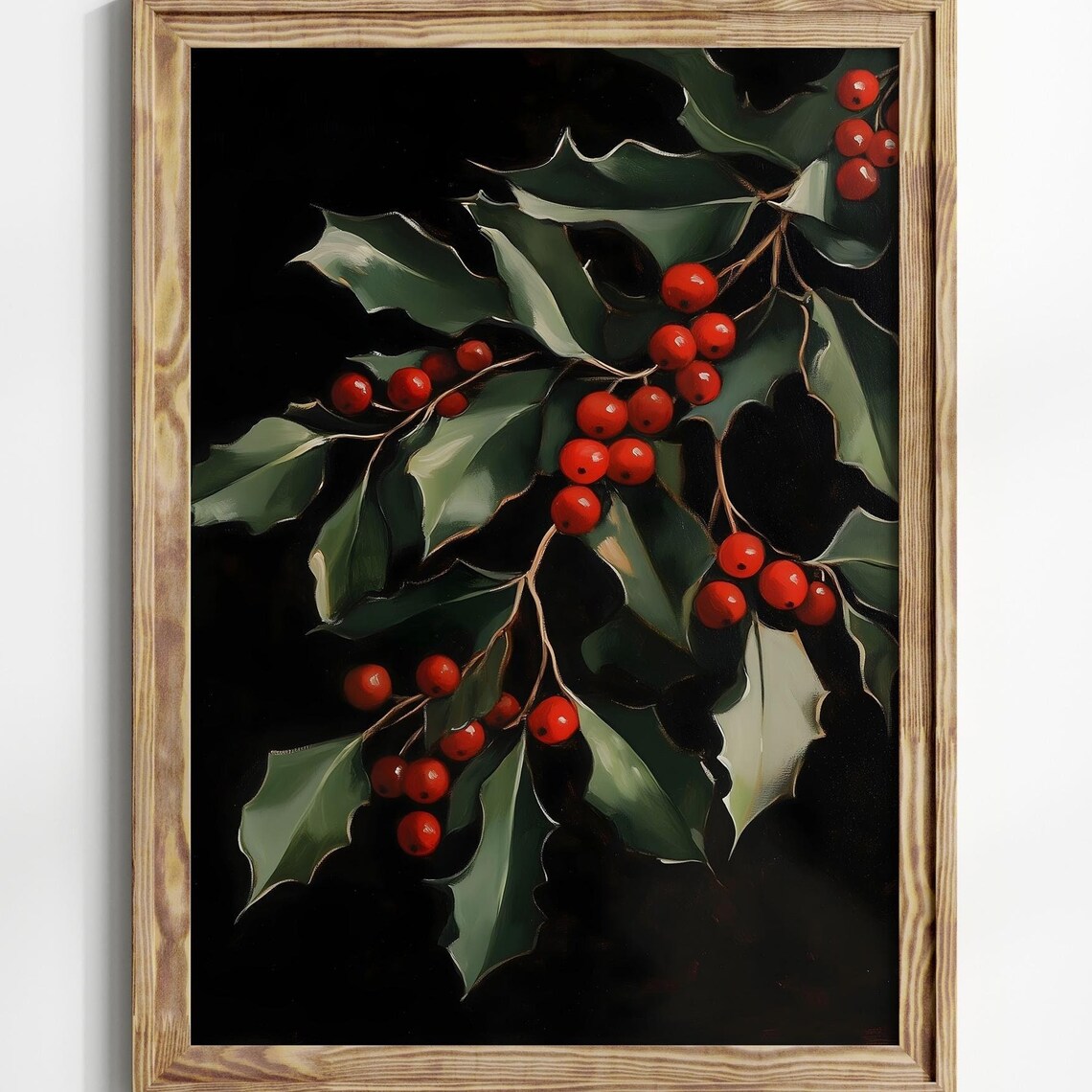 Christmas Berry Holly Dark Academia Wall Art