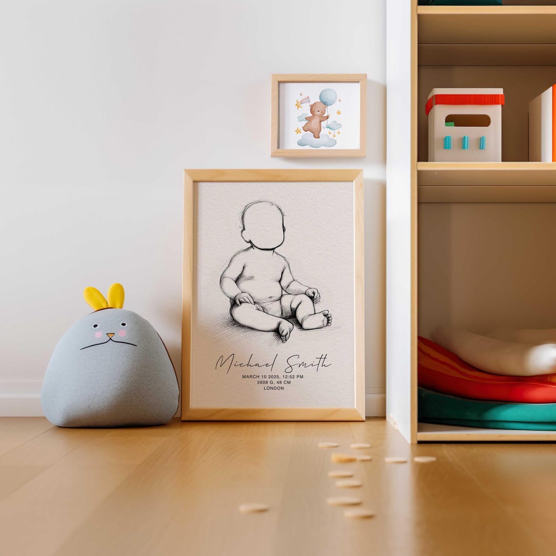 Personalized Baby Sketch Portrait, Minimalist Newborn Keepsake - Image 2