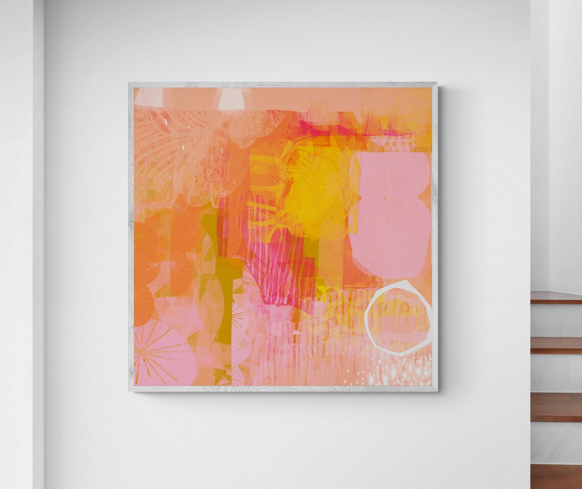 Abstract Art Print, Pink Yellow Orange Modern Decor - Image 5