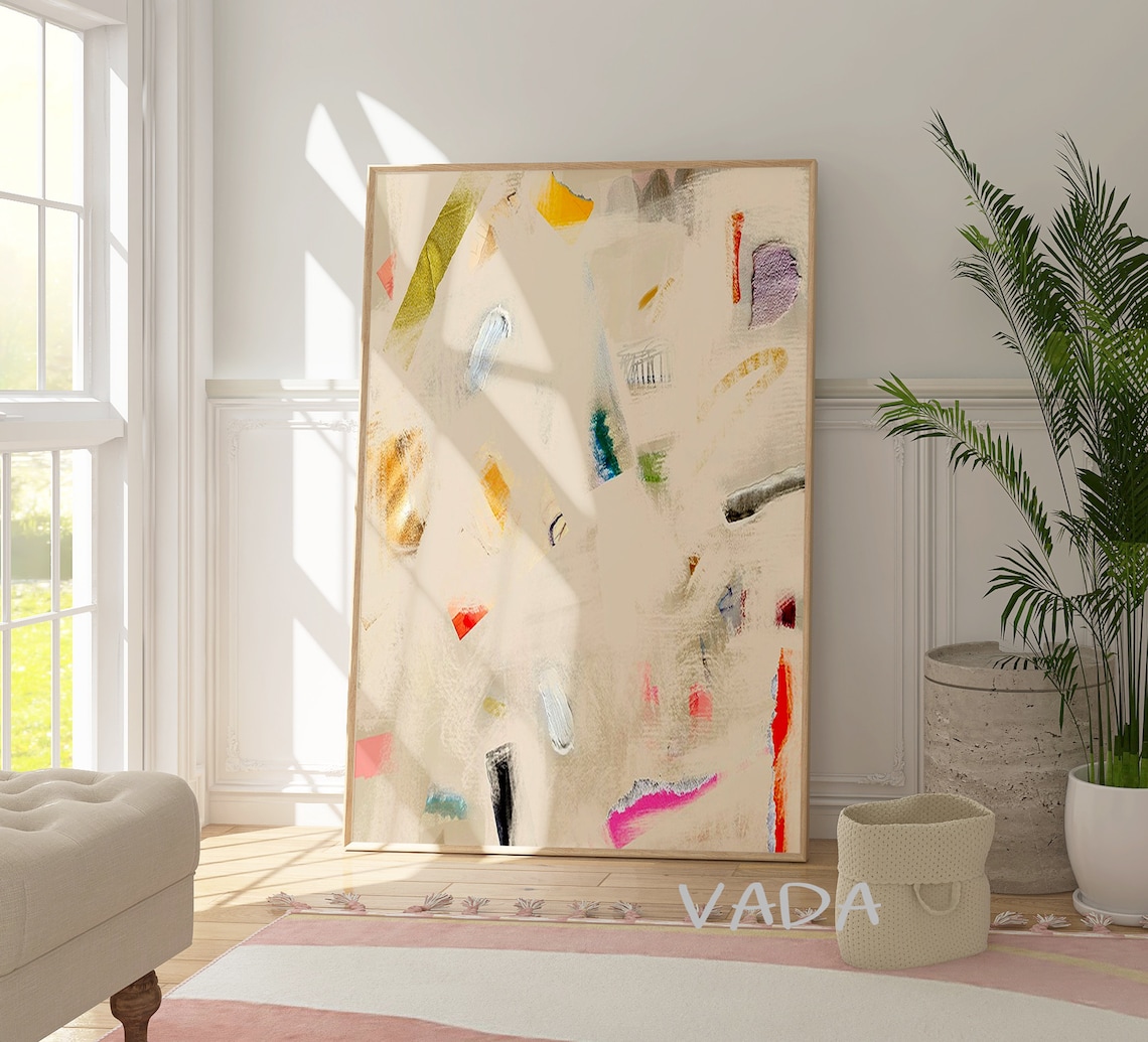 Beige Cream Abstract Painting Art Print, Modern Wall Art