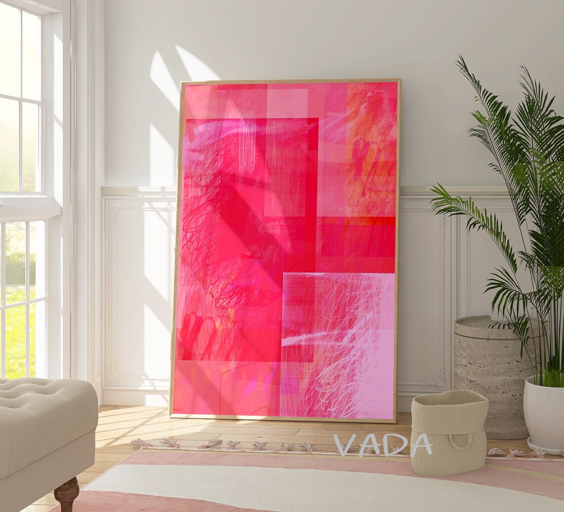 Abstract Pink Art Print, Colorful Minimalist Decor