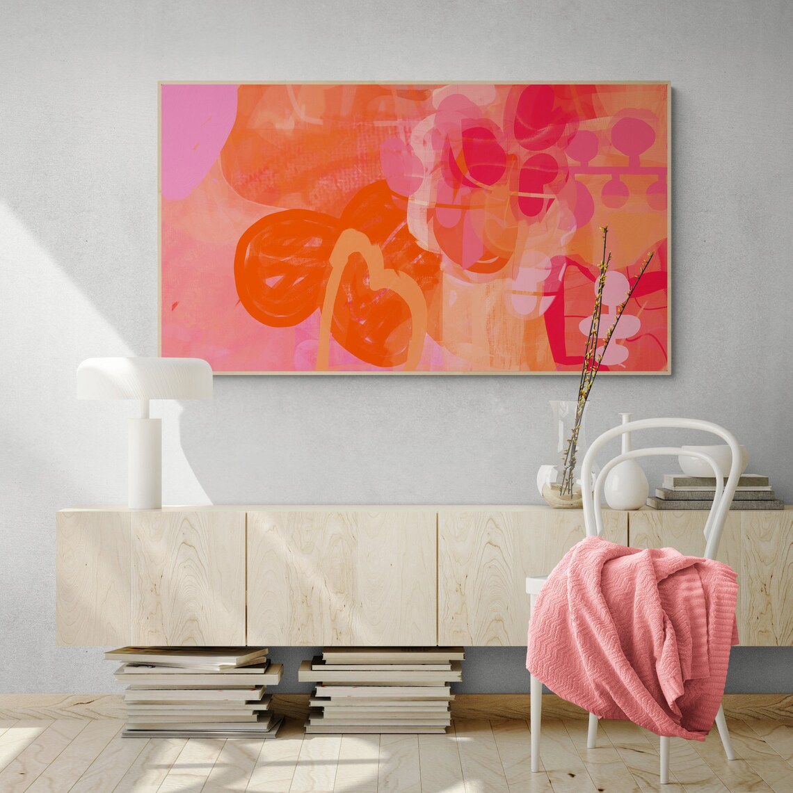 Abstract Frame Tv Art Bright Orange Pink Art For Tv For Frame Abstract Tv - Image 3