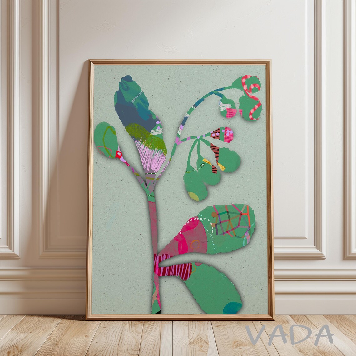 Abstract Botanical Floral Green Art Print, Modern - Image 5
