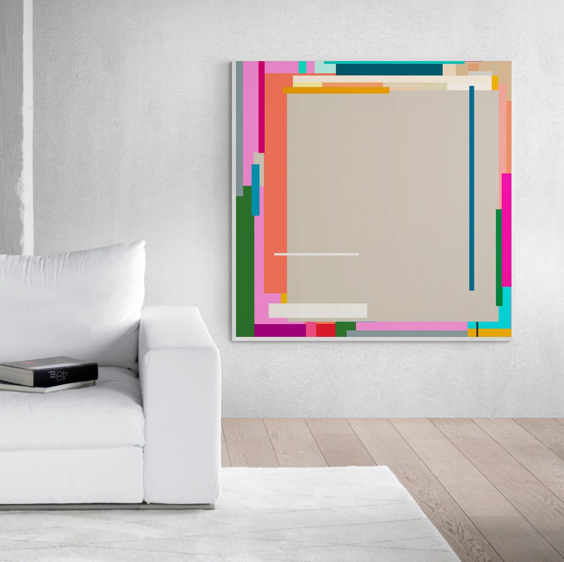 Beige Multicolor Abstract Art Scandinavian Wall Art Abstract Painting Modern Instant Wall Decor - Image 3