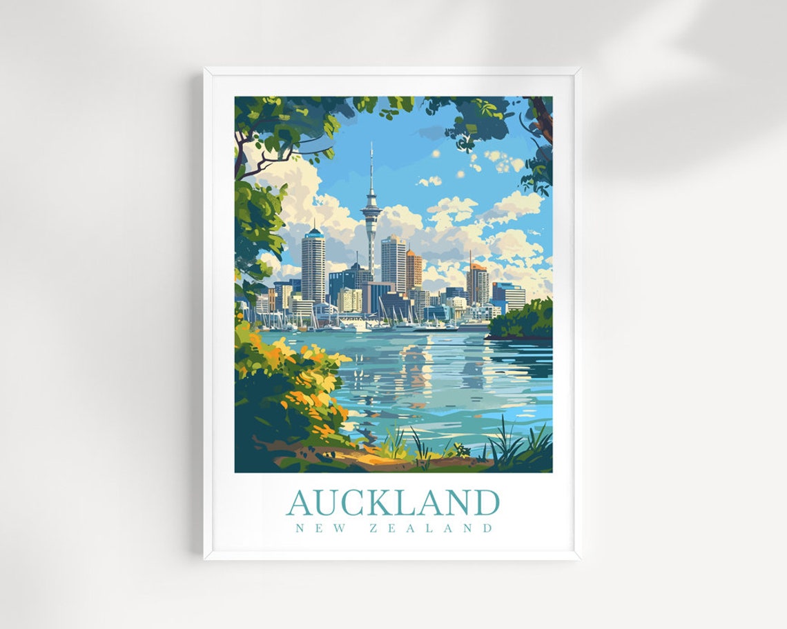 Auckland Travel Print Wall Art New Zealand Wall Hanging Home Dcor Auckland Gift Art Lovers New Zealand Art Lover Gift Auckland Wall Art