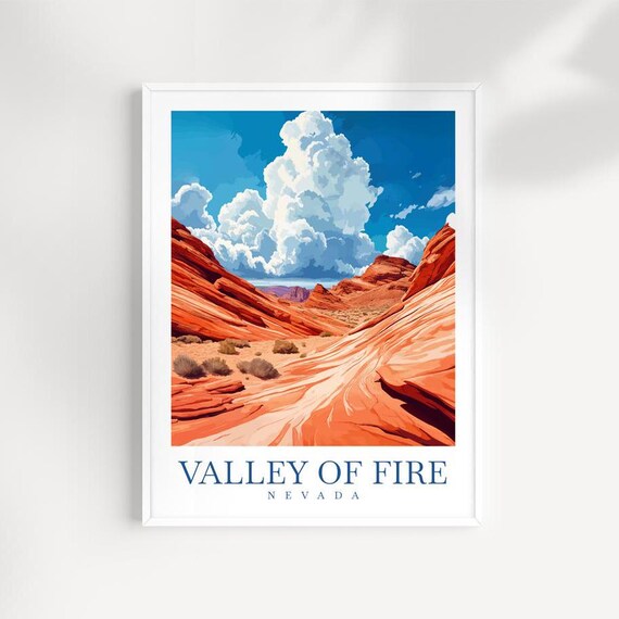 Valley Of Fire Nevada Red Sandstone Desert Dramatic Sky Art Poster