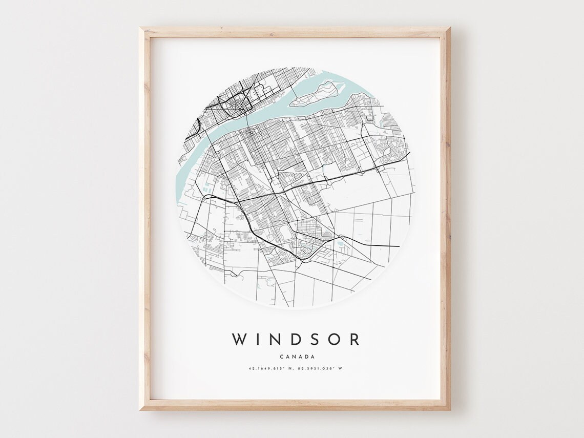 Windsor Map Print City Street Wall Art