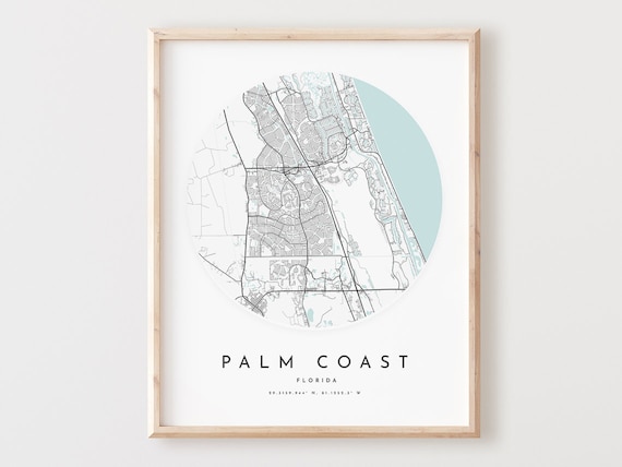 Palm Coast Florida Map Print City Street Art Poster