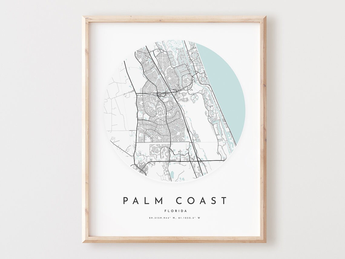 Palm Coast Florida Map Print City Street Art Poster