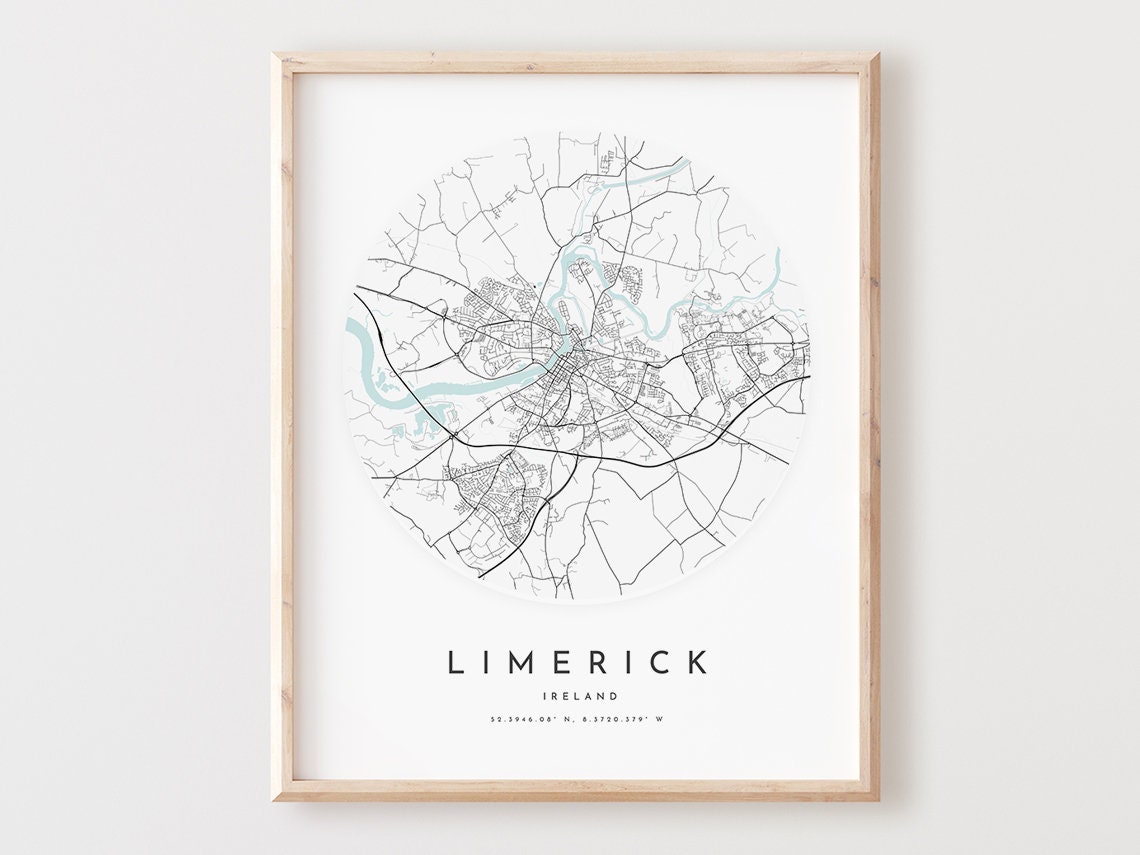 Limerick Ireland Minimalist City Map Circular Street Art Poster
