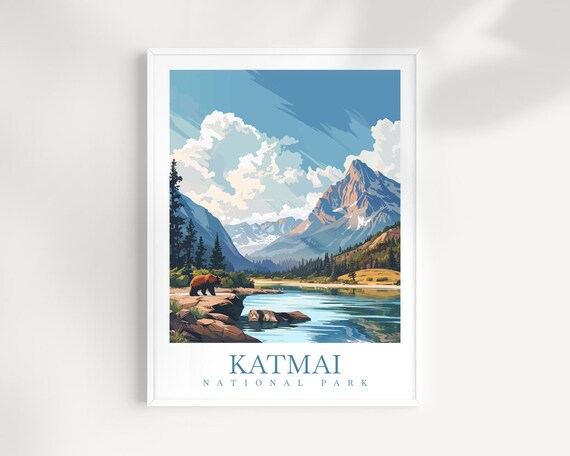 Katmai National Park Brown Bear Lakeside Wilderness Peak Poster