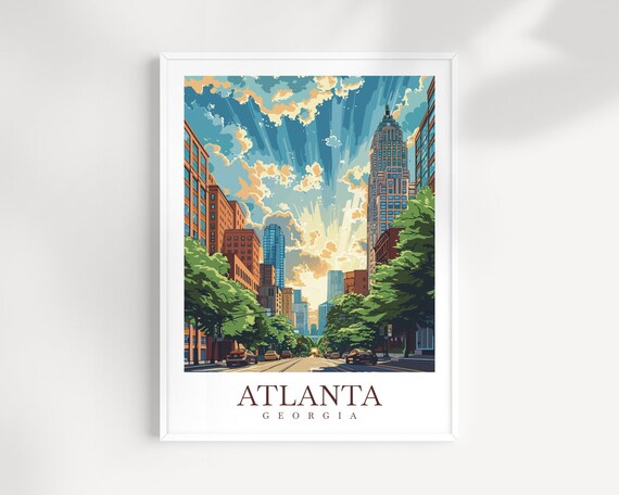 Atlanta Georgia Downtown Street Golden Sunrise Skyline City Poster
