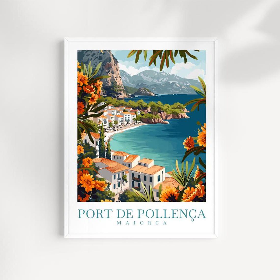 Port de Pollenca Majorca Coastal Town Turquoise Bay Art Poster