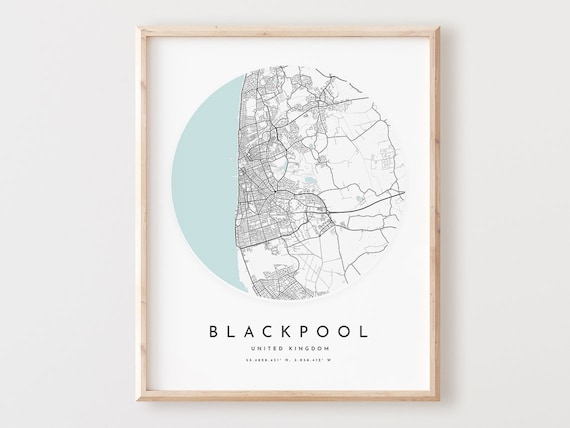 Blackpool Map Print Minimalist City Street Art