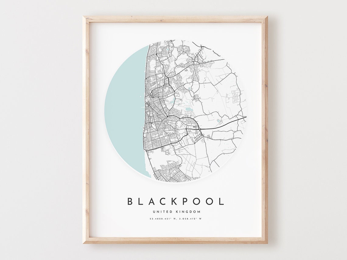 Blackpool United Kingdom Minimalist City Map Circular Art Poster