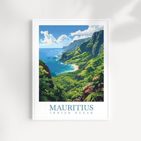 Mauritius Travel Print Wall Art East Africa Wall Hanging Home Dcor Mauritius Gift Art Lovers Wall Art Mauritius Travel Print