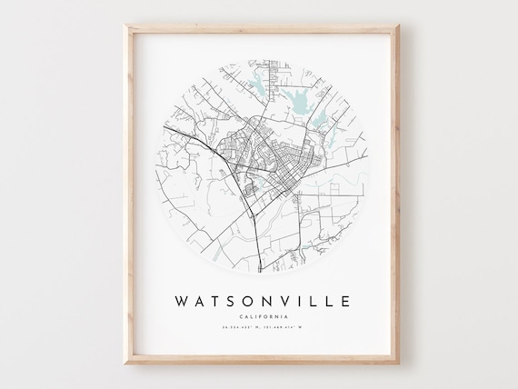 Watsonville Map Print Minimalist City Wall Art