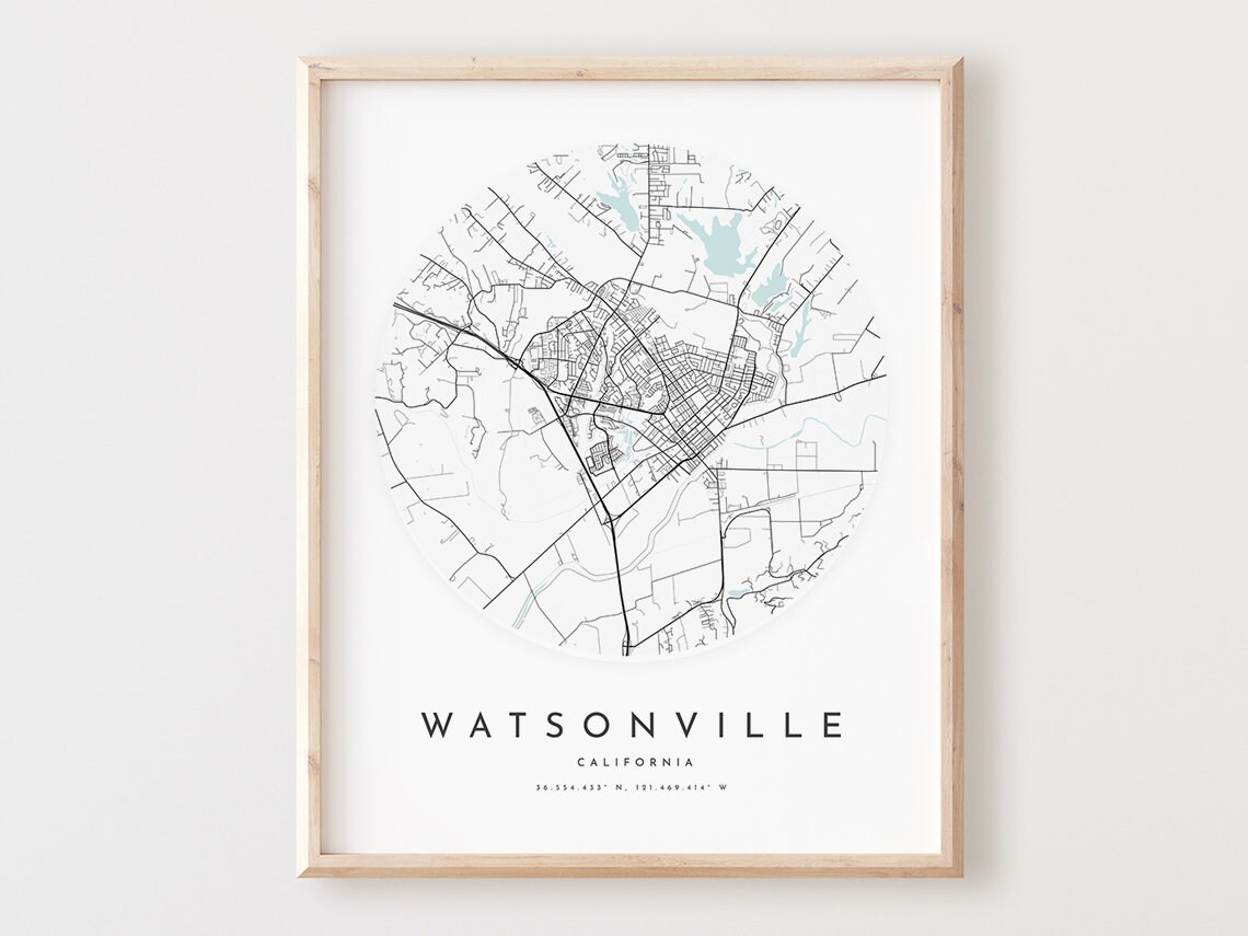 Watsonville Map Print Minimalist City Wall Art