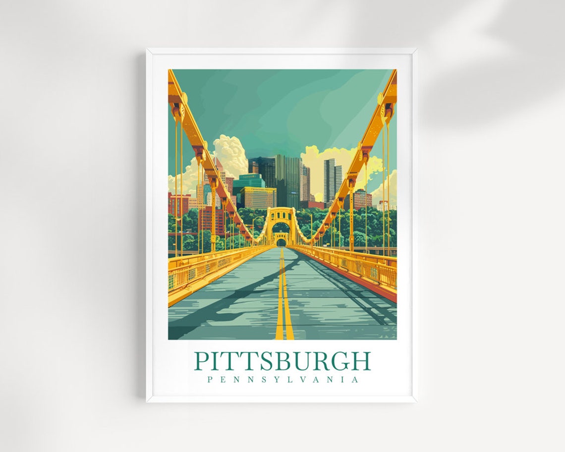 Pittsburgh Pennsylvania Bridge Crossing Toward Downtown Skyline Poster