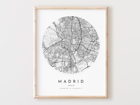 Madrid Map Print City Street Poster Minimalist Wall Art