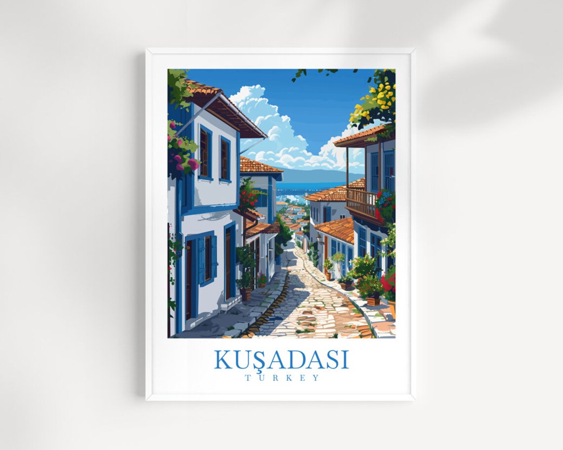 Kuadas Travel Print Wall Art Turkey Wall Hanging Home Dcor Kuadasi Gift Art Lovers Turkey Art Lover Gift Kuadas City Turkey Travel