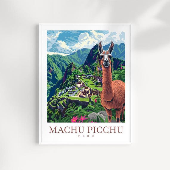 Machu Picchu Travel Poster Peru Wall Art Decor