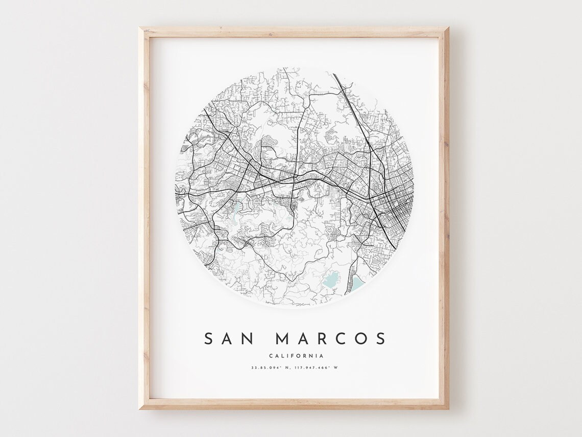 San Marcos Map Print City Street Art Poster