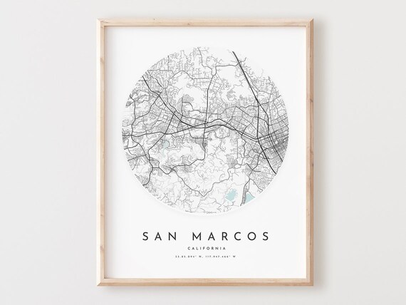 San Marcos Map Print City Street Art Poster