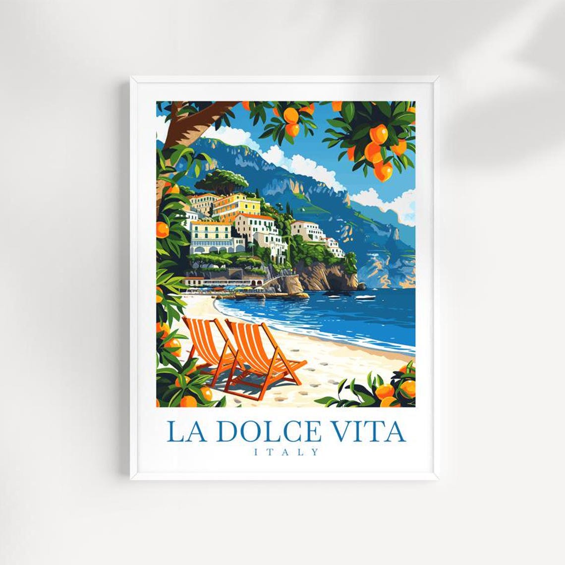 La Dolce Vita Italy Amalfi Coast Beach and Cliff Village Poster