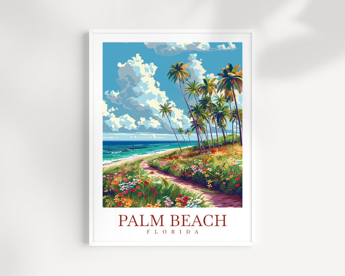 Palm Beach Florida Wildflower Path Ocean Palms Coastal Poster