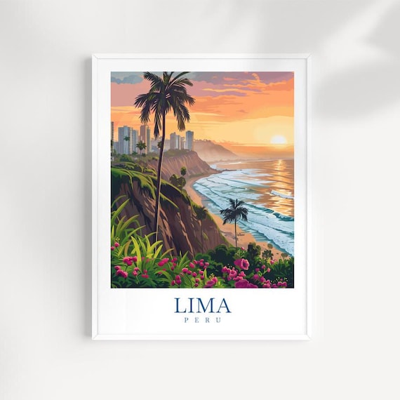 Lima Peru Travel Poster Coastal City Art Print